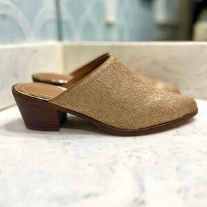 Trask Teresa Mules in Gold Metallic Calf Hair Size 7, NWOB